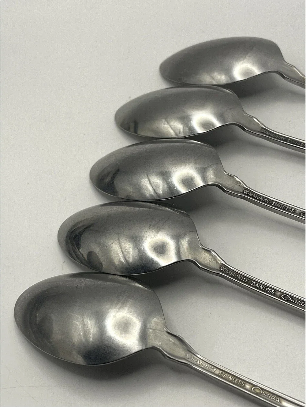5- Oneida Community FANTASY Burnished Stainless Pierced Iced Tea spoon ~ 7 5/8”